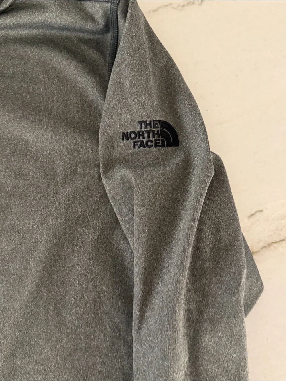 North Face Pullover Mens 2XL Gray Quarter Zip Fleece Sweater Outdoors Husqvarna